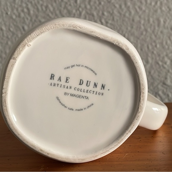 Rae Dunn White Mug with BLACK 'FRIEND' Lettering Turquoise Interior - Picture 2 of 5
